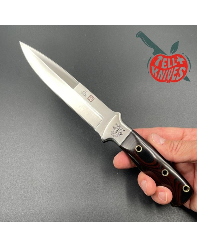 AL MAR KNIVES AMK SERE 3004 small Fighting Knife full tang AUS-6A steel micarta handle black leather sheath Special Forc