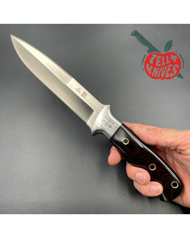 AL MAR KNIVES AMK SERE 3007 Large Fighting Knife full tang AUS-6A steel micarta handle black leather sheath Special Forc