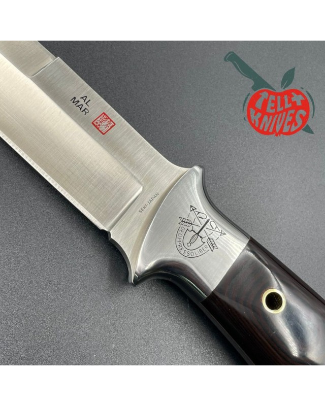 AL MAR KNIVES AMK SERE 3007 Large Fighting Knife full tang AUS-6A steel micarta handle black leather sheath Special Forc