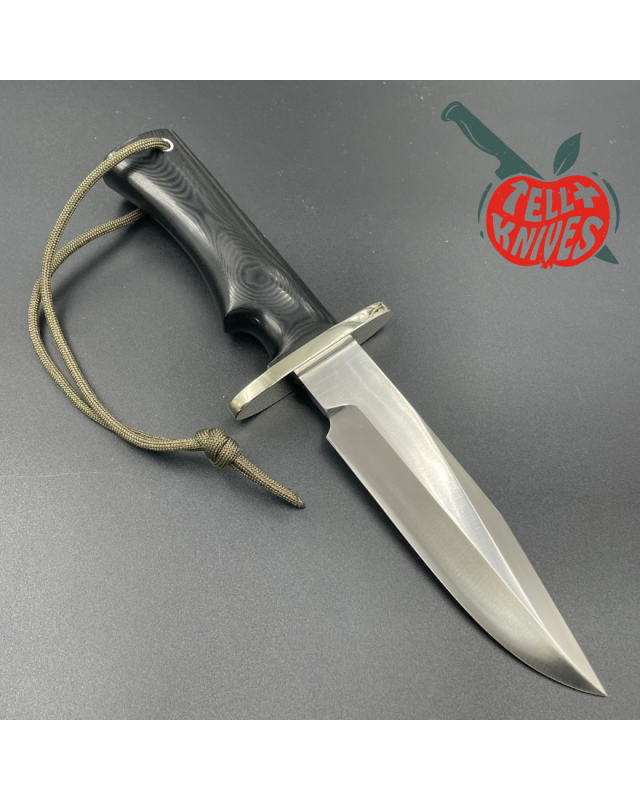 Randall Made Knives Model 15 5.5 Airman forged stainless steel black micarta single finger handle nickel silver guard