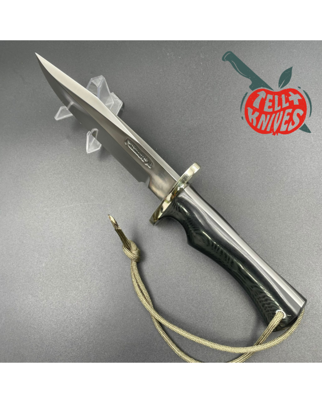 Randall Made Knives Model 15 5.5 Airman forged stainless steel black micarta single finger handle nickel silver guard