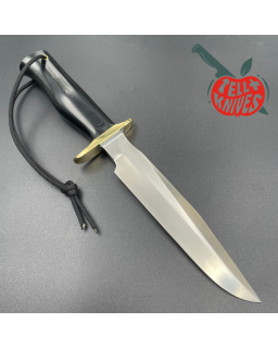 Randall Made Knives Model 16-7 SP1 Fighter forged stainless steel black micarta handle brass guard black leather sheath