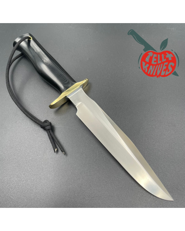 Randall Made Knives Model 16-7 SP1 Fighter forged stainless steel black micarta handle brass guard black leather sheath