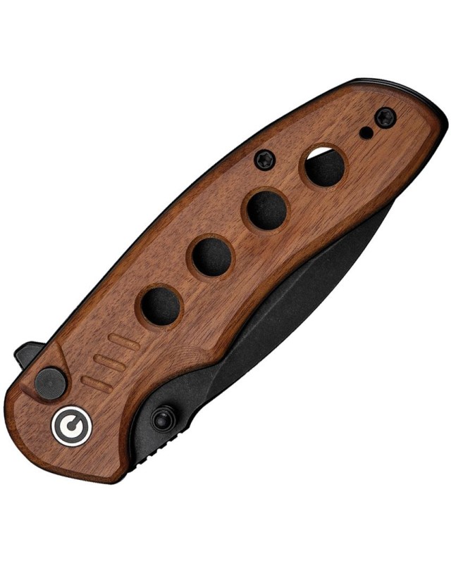 CIVIVI Triptych folding knife 14C28N steel blackwash finish blade blade Button Lock Guibourtia wood Handle Flipper