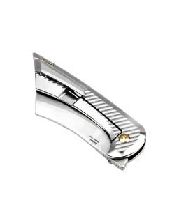 KIZER Cutlery Dawn S35VN steel stonewash finish cleaver blade shape Framelock Silver Titanium handle