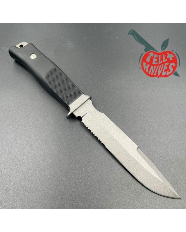 HATTORI Sea Commander fixed blade combat diver knife SEKI Japan AUS-6 stainless steel gray coating blade black leather s