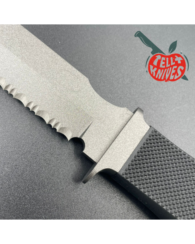 HATTORI Sea Commander fixed blade combat diver knife SEKI Japan AUS-6 stainless steel gray coating blade black leather s