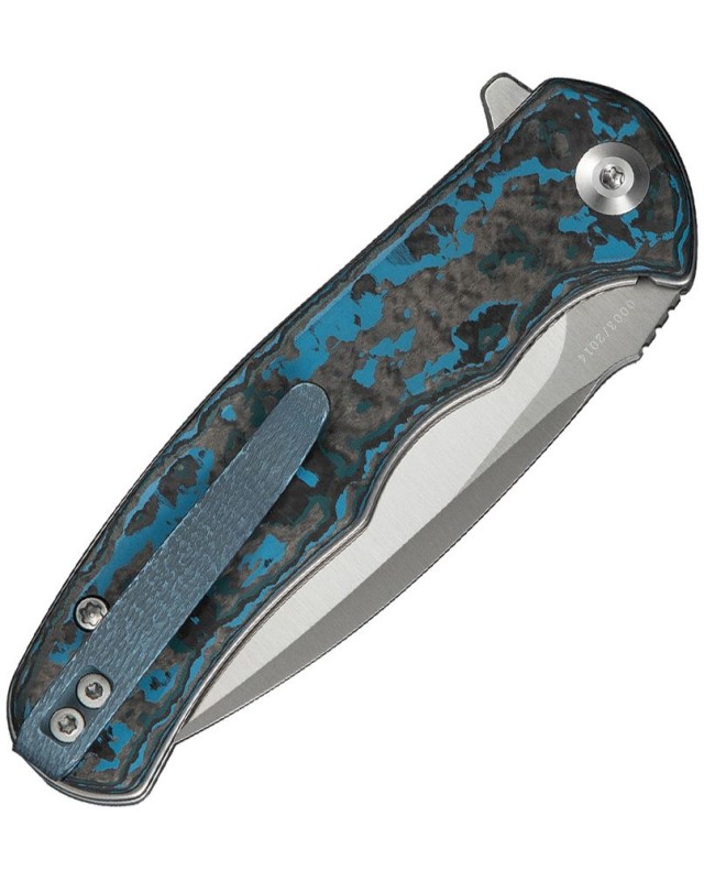 Mini Praxis Linerlock S35VN steel satin finish blade Artic Storm Carbon Fiber handle flipper