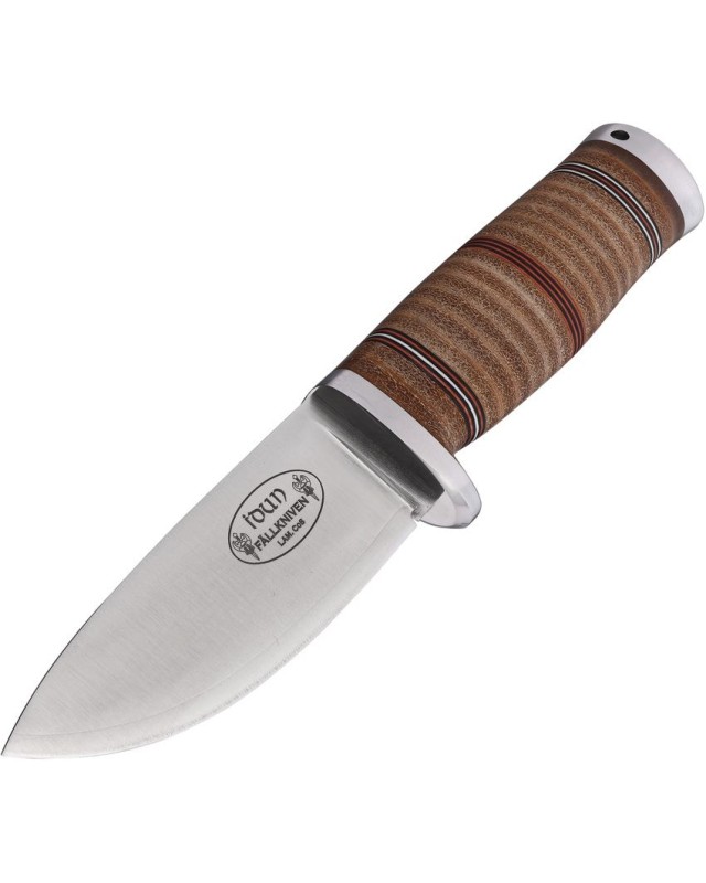 FALLKNIVEN Idun Lam. CoS fixed blade satin finish laminate cobalt steel blade stacked leather handle black leather sheat