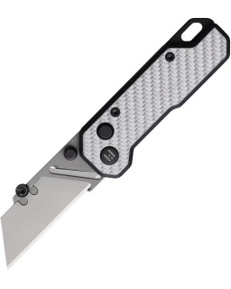 HIGHTRON Vector Utility folding knife Button Lock White Carbon Fiber handle replaceable blade