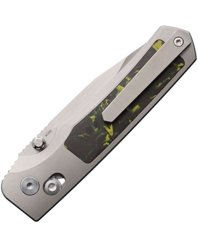 REMETTE Aurora folding knife M390 steel satin finish blade crossbar lock titanium handle Jungle Wear Fat Carbon fiber in