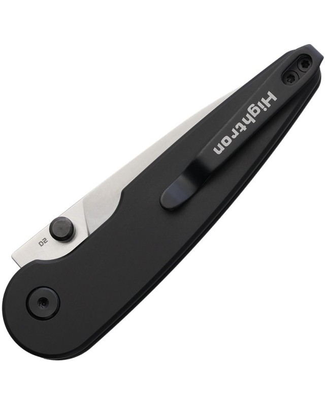 HIGHTRON Birdidi folding knife D2 steel satin finish blade Black aluminium handle Button Lock