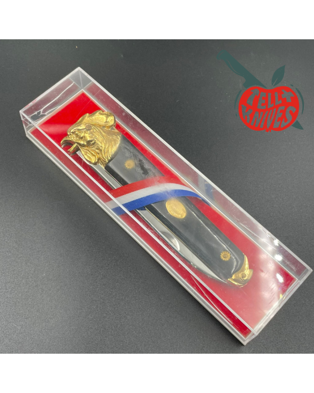 Jacques MONGIN Bicentenaire Révolution Française couteau pliant lame acier inox finition miroir mitres plaqué or manc