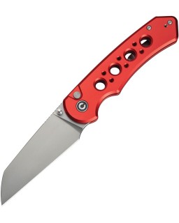 Civivi Pragma Prime folding knife 14C28N steel stonewash finish blade Button Lock Red Aluminium Handle Flipper