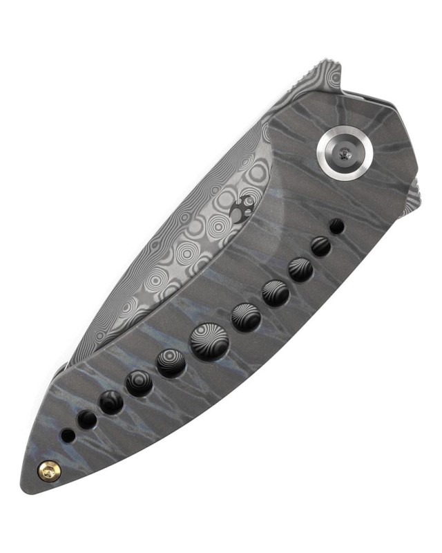 Kansept ODD 21 Pocket Knife Damascus Steel Flammed Titanium handle linerlock flipper