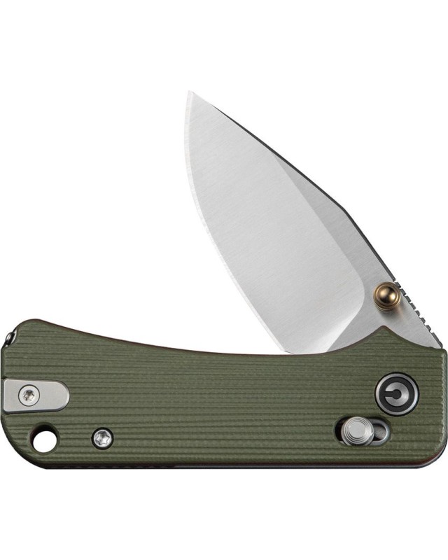 Civivi Baby Banter 2 folding knife 14C28N steel satin finish blade milled green G10 handle Crossbar lock