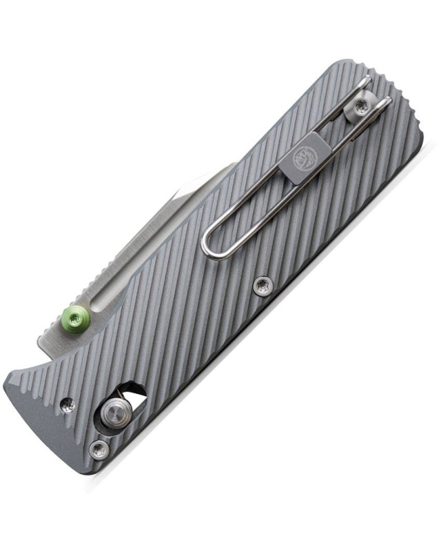 VOSTEED Vombat Bowie shape blade M390 premium steel stonewash finish Crossbar Lock grey Aluminum Handle A4101