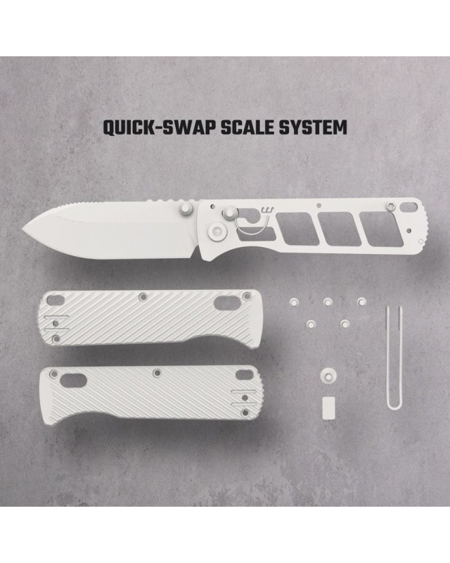 VOSTEED Vombat Bowie shape blade M390 premium steel satin finish Crossbar Lock olive Aluminum Handle A4102