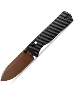 VOSTEED Vombat Zulu shape blade M390 premium steel Copper Dune finish Crossbar Lock black Aluminum Handle A4107