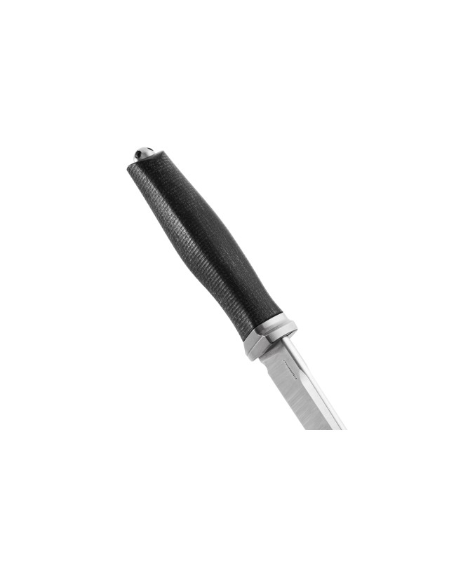 LionSteel ACHA fixed blade M390 premium steel satin finish blade Black Micarta handle brown leather sheath