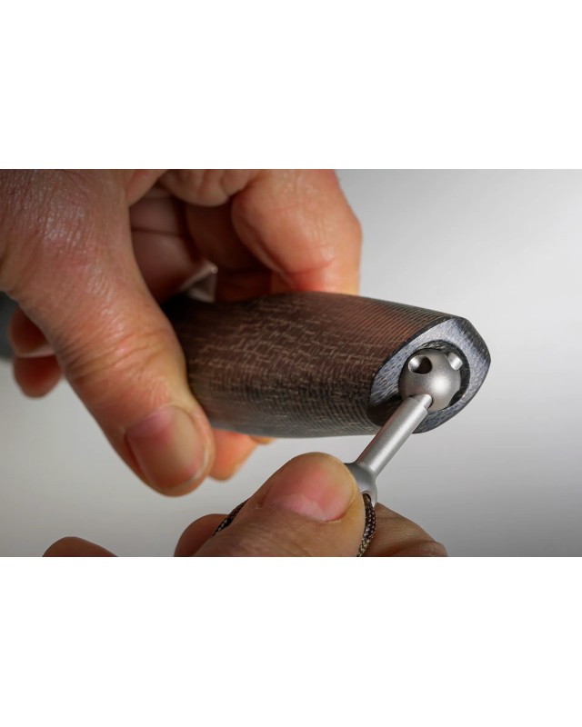 LionSteel ACHA fixed blade M390 premium steel satin finish blade green Micarta handle brown leather sheath