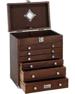 Six Drawer Collector's Chest Dark Oak wood