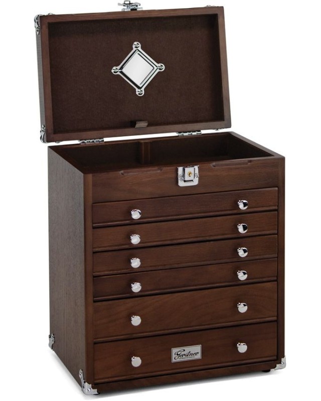 Six Drawer Collector's Chest Dark Oak wood