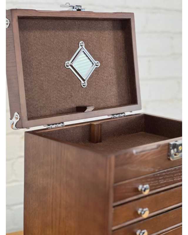 Six Drawer Collector's Chest Dark Oak wood