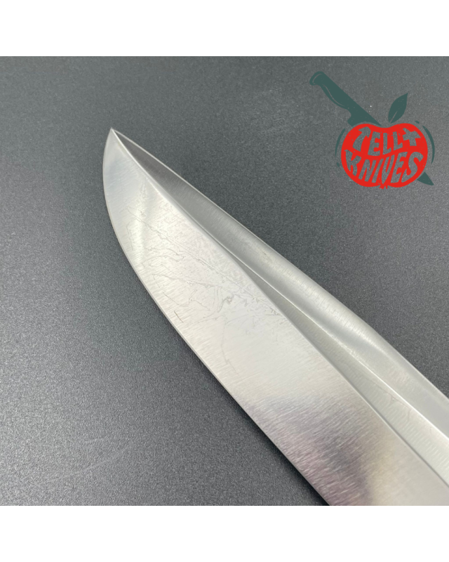 Randall Made Knives Vintage 90ies Model 1-7 forged carbon steel black micarta handle brass guard brown leather sheath