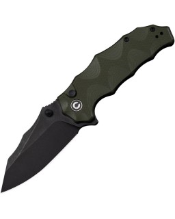 Civivi Natterjack 14C28N steel blackwash finish blade sculpted OD Green G10 handle flipper button lock