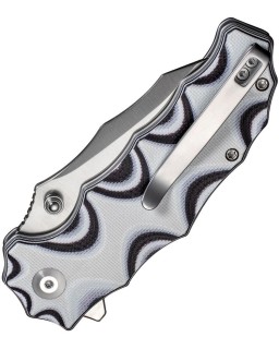 Civivi Natterjack 14C28N steel satin finish blade sculpted Black & White G10 handle flipper button lock