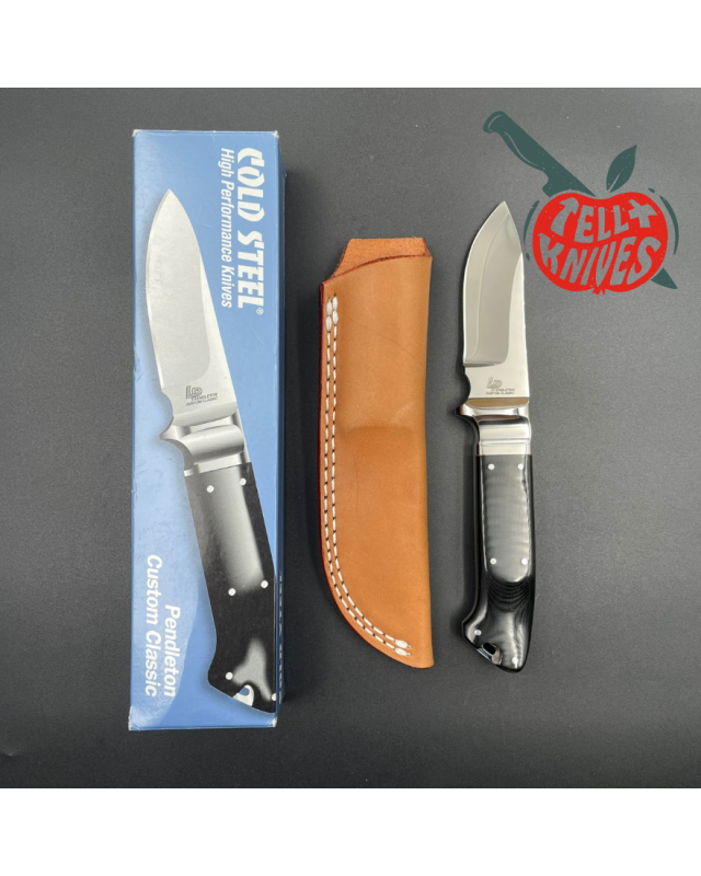 Cold Steel Pendleton Custom Classic Fixed Blade Knife VG-1 SAN MAI black micarta handle brown leather sheath