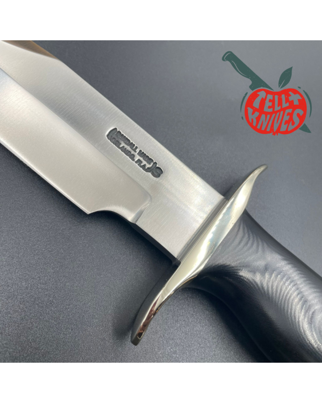 Randall Buxton Fighter Full Tang Stainless steel nickel silver hilt black micarta handle brown leather sheath