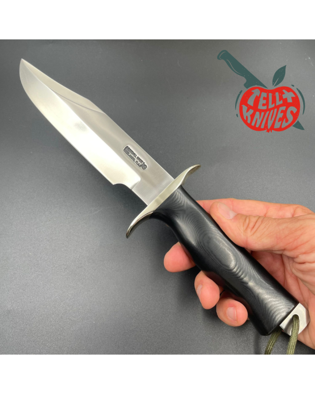 Randall Buxton Fighter Full Tang Stainless steel nickel silver hilt black micarta handle brown leather sheath