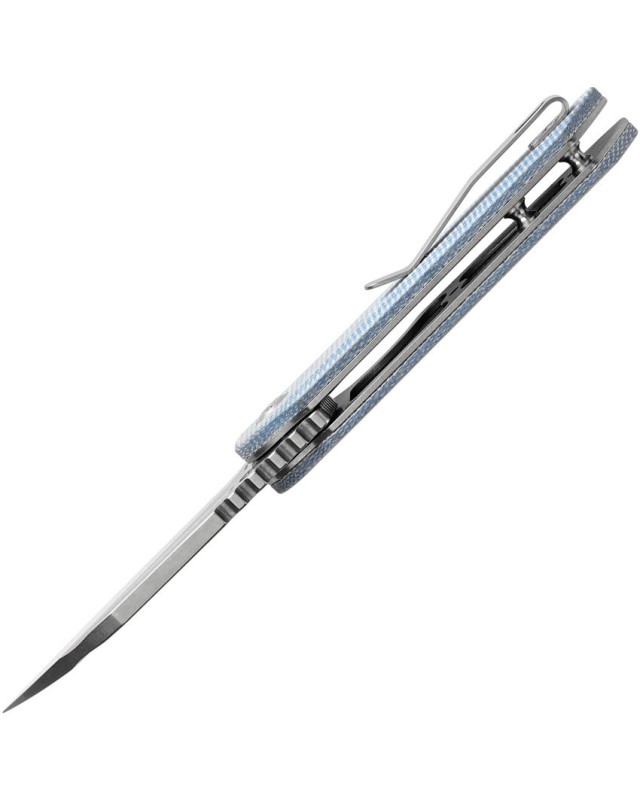 Tenable Rafe L Folding Knife Blue Micarta Handle Stonewashed 14C28N Blade