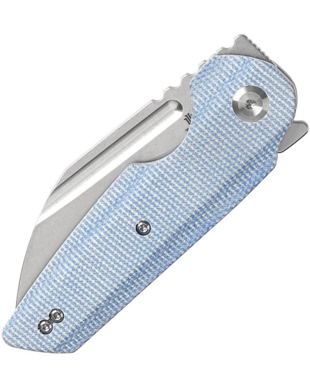 Tenable Rafe L Folding Knife Blue Micarta Handle Stonewashed 14C28N Blade