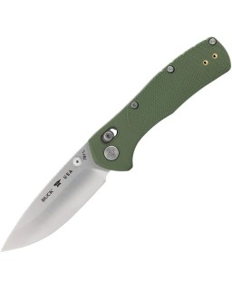BUCK Range Pro folding knife Crossbar Lock 154CM stainless steel satin finish blade green GFN handle