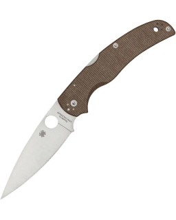 Spyderco Native Chief CPM Cru-Wear steel satin finish blade Brown Canva Micarta handle