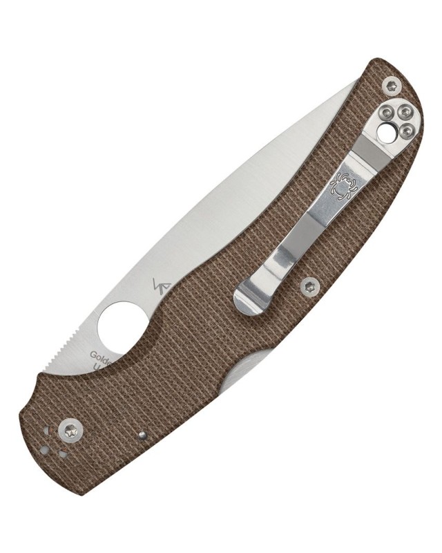 Spyderco Native Chief CPM Cru-Wear steel satin finish blade Brown Canva Micarta handle