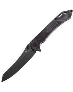 Tenable Colibri Tech Folding Knife Black and Purple G10 Handle blackwashed Nitro-V steel Blade linerlock