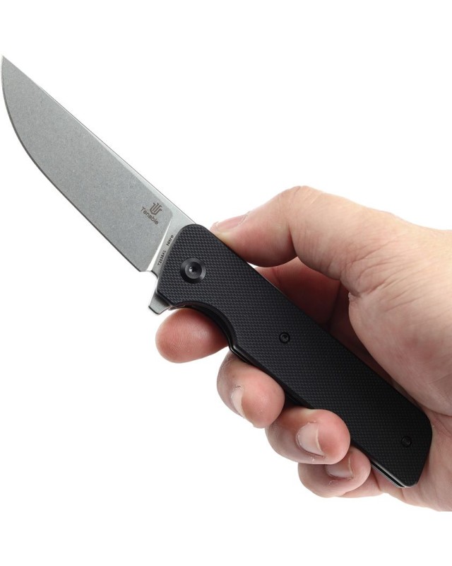 Tenable Anomaly Folding Knife Black G10 Handle stonewashed Nitro V steel Blade linerlock