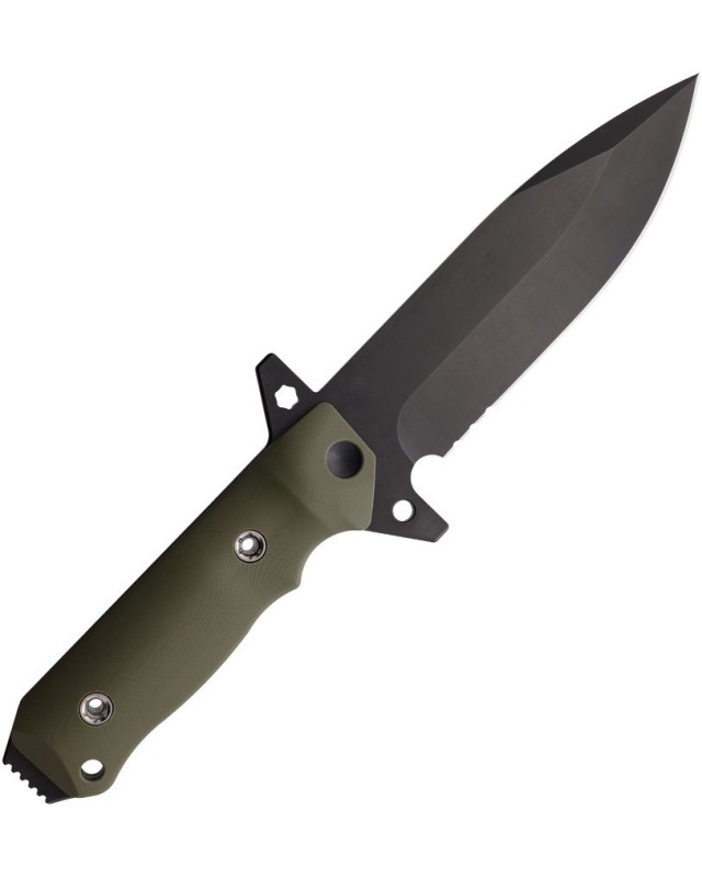 1881 Knife Works AIO 2 Fixed Blade Full Tang 105HC carbon steel OD Green G10 handle Brown leather sheath