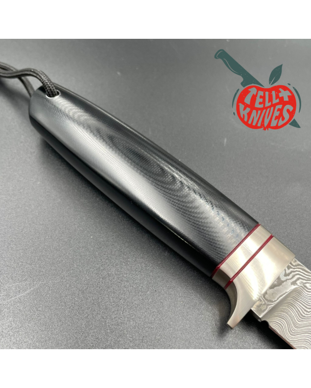 Sergey Shidlovskiy Custom Knives Model Dandy L Damascus stainless steel silver nickel guard polished black micarta handl