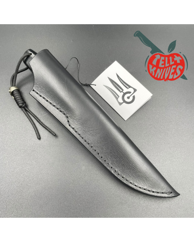 Sergey Shidlovskiy Custom Knives Model Dandy L Damascus stainless steel silver nickel guard polished black micarta handl