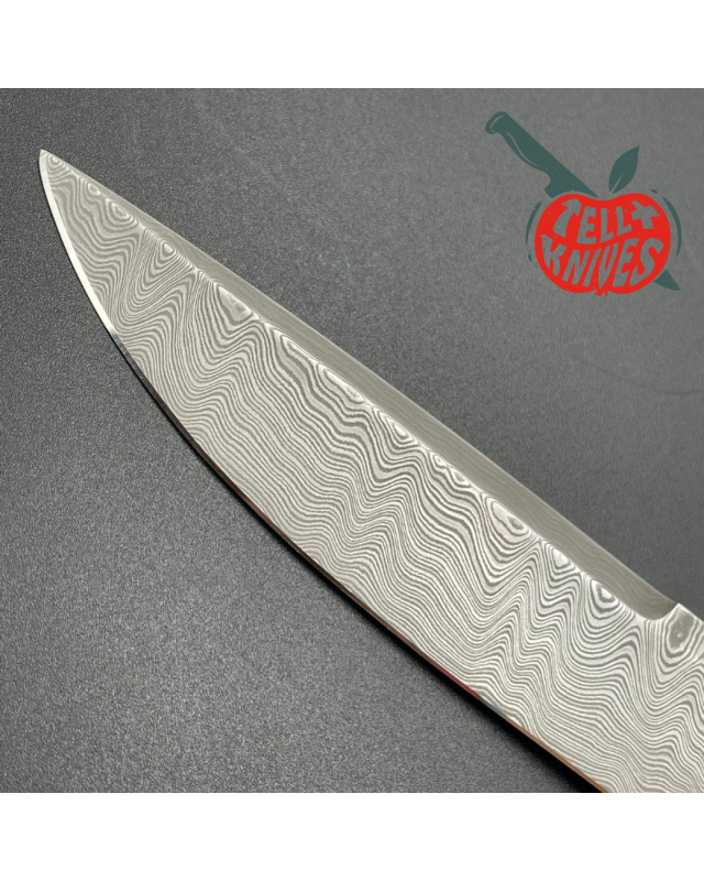 Sergey Shidlovskiy Custom Knives Model Dandy L Damascus stainless steel silver nickel guard Karelian Birch wood handle