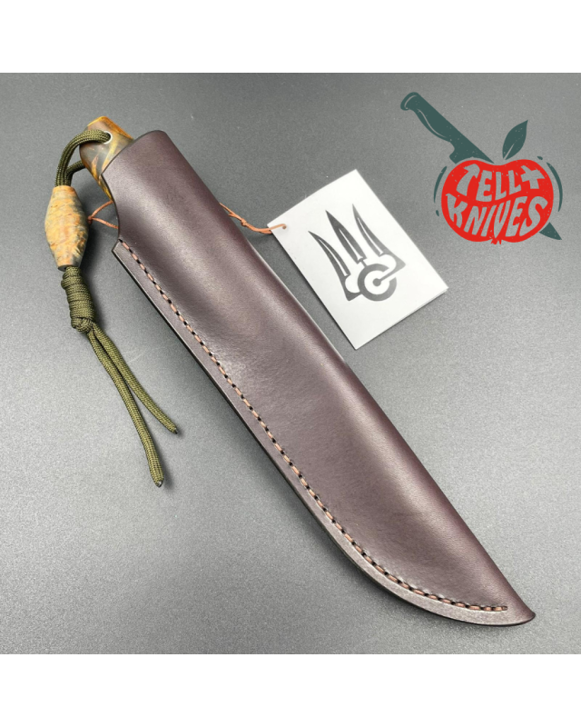 Sergey Shidlovskiy Custom Knives Model Dandy L Damascus stainless steel silver nickel guard Karelian Birch wood handle