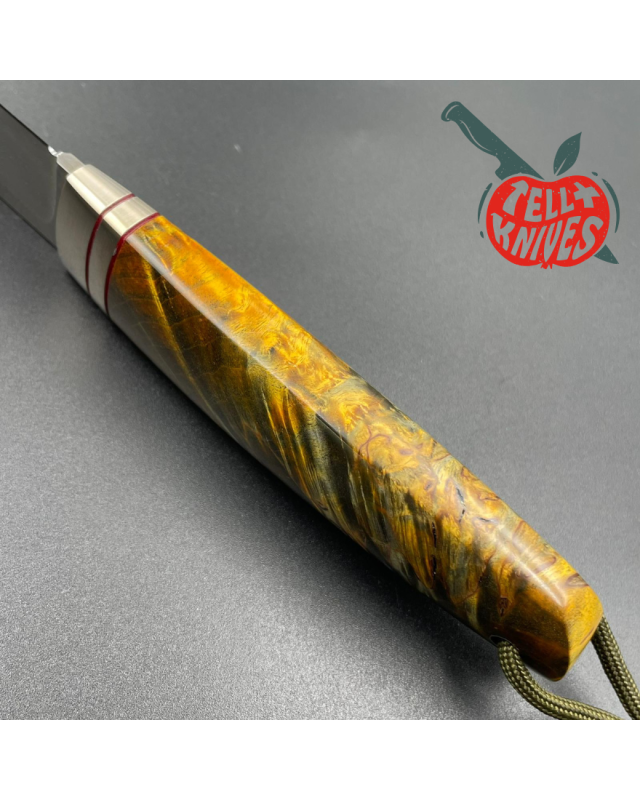 Sergey Shidlovskiy Custom Knives Model Dandy L Damascus stainless steel silver nickel guard Karelian Birch wood handle
