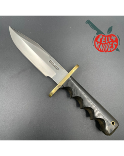 Randall Made Knives Vintage 70ies Model 15 5.5 Airman forged carbon steel black micarta four fingers grip handle brass g