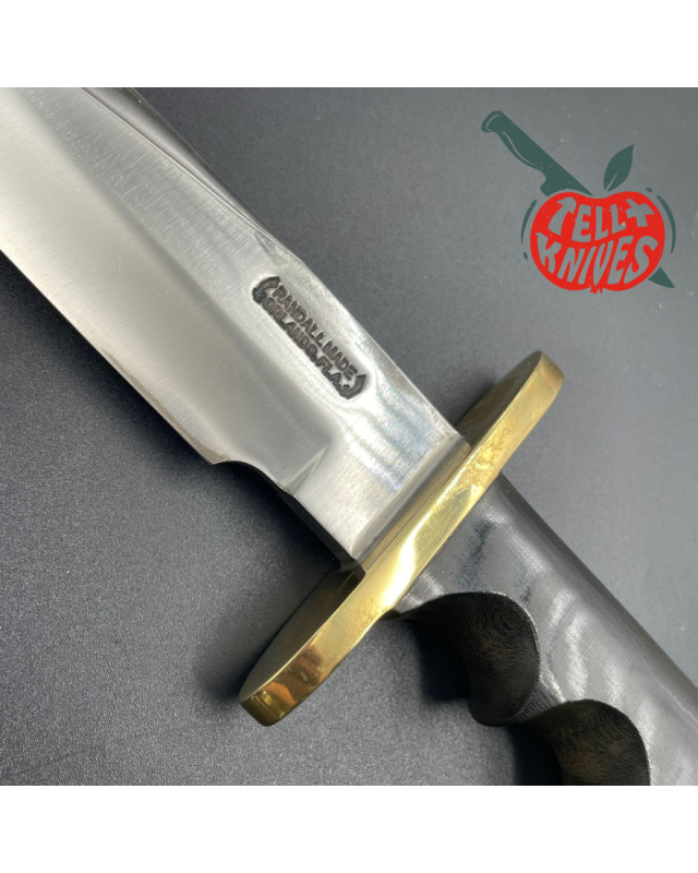 Randall Made Knives Vintage 70ies Model 15 5.5 Airman forged carbon steel black micarta four fingers grip handle brass g
