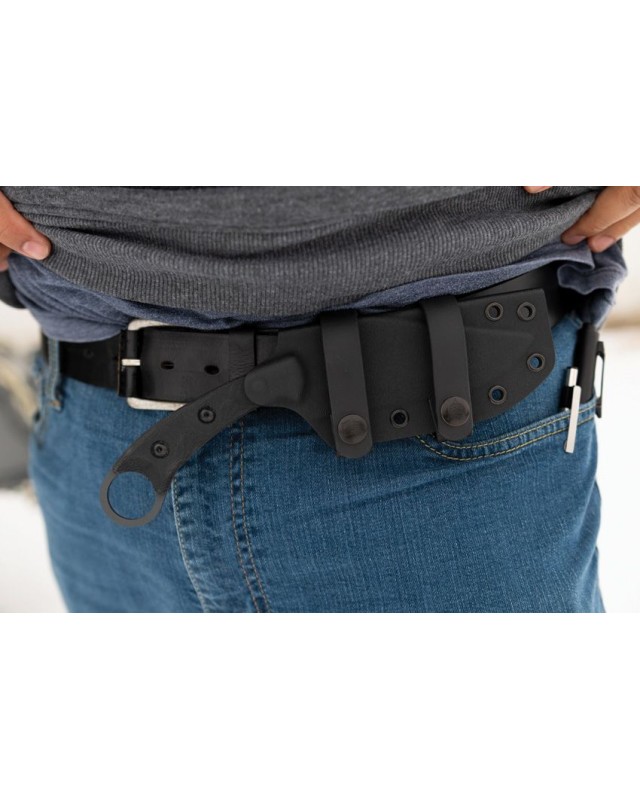 TOPS Trailhead Kukri 1095HC steel Sniper gray finish blade Black canvas micarta handle Finger ring